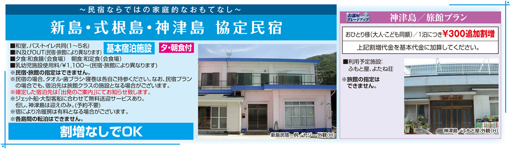 フリーステイ新島 式根島 神津島 ジェットフォイル 大型客船で行く タビユー株式会社