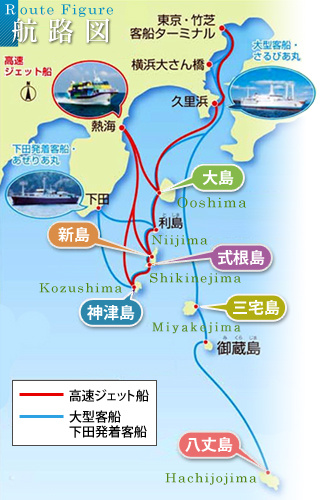 伊豆七島 航路図
